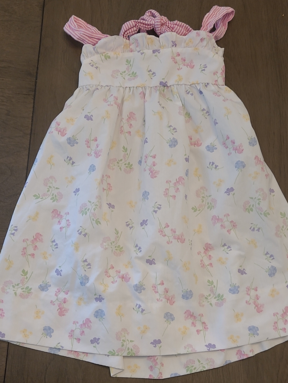 Girls' Pastel Floral Sundress with Pink Striped Straps